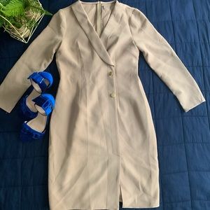 Tan work dress with gold buttons  size 6